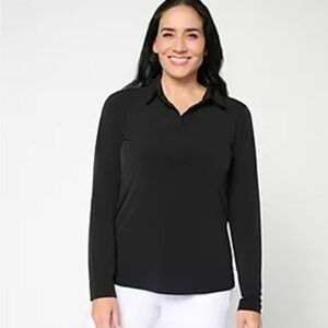 Susan Graver Black Long Sleeve V-Neck Sweater